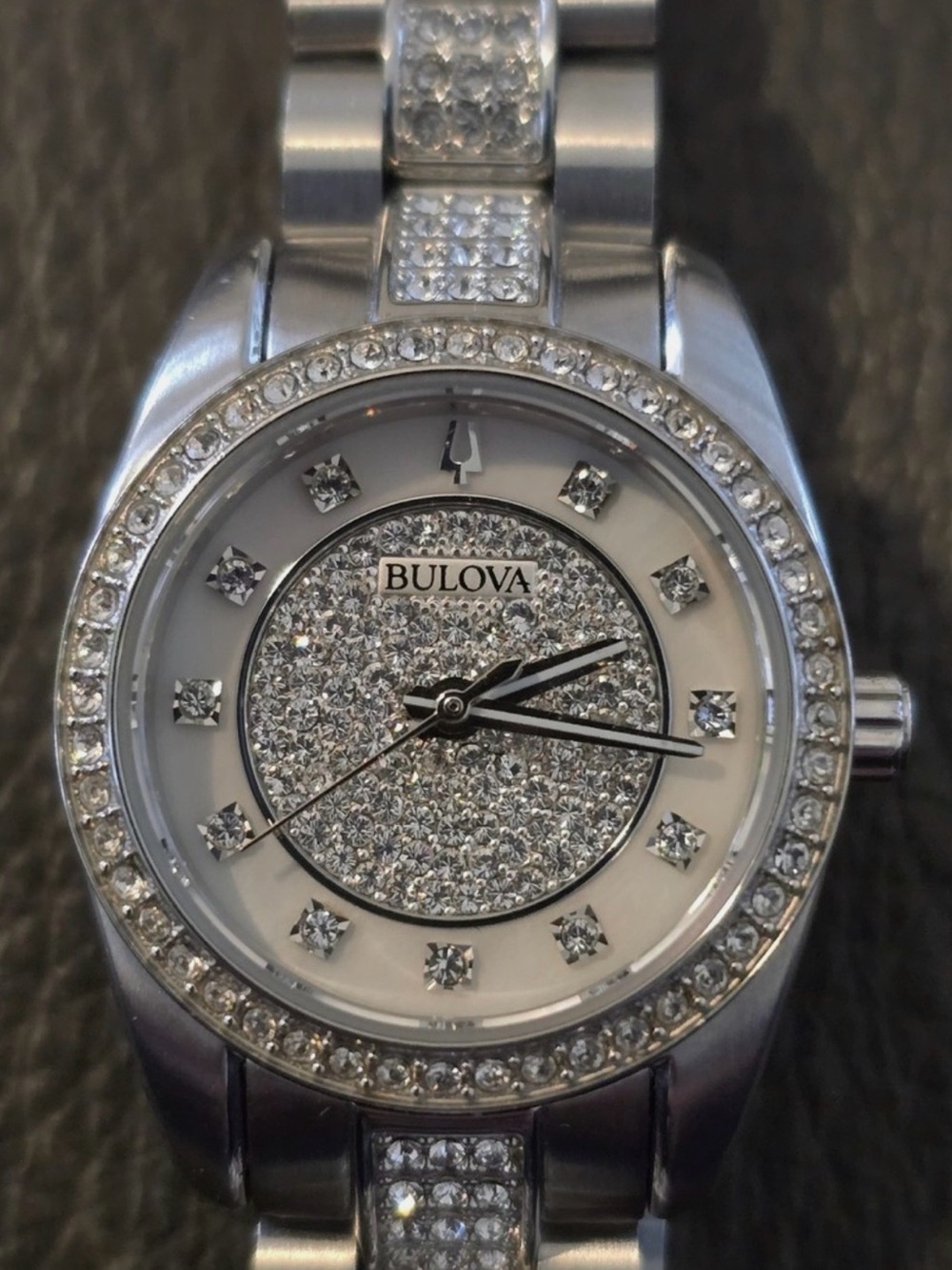 💎 96L253 BULOVA LADIES DRESS CLASSIC CRYSTAL WRIST WATCH MB-582💎 - Picture 5 of 5